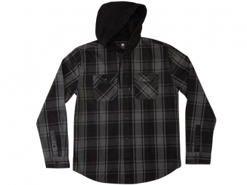 DC Ruckus Long Sleeve Hooded Black/Dark Shadow Plaid (imagine principala)