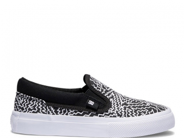 DC Manual Youth Slip-On Blac/White Print (imagine principala)