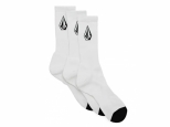 Volcom Full Stone Crew Sock 3 Pk White