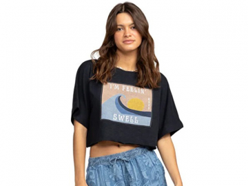 Roxy Tiki & Surf Oversized Tee Anthracite (imagine principala)